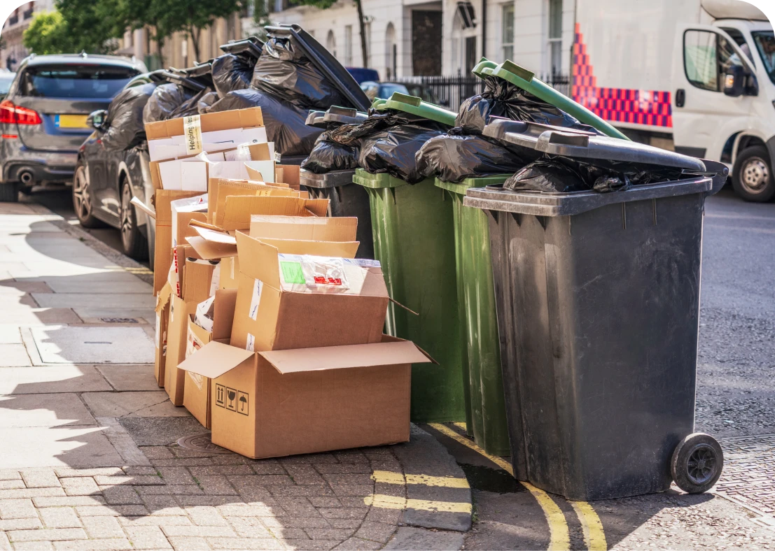 Rubbish piled up on city sidewalk